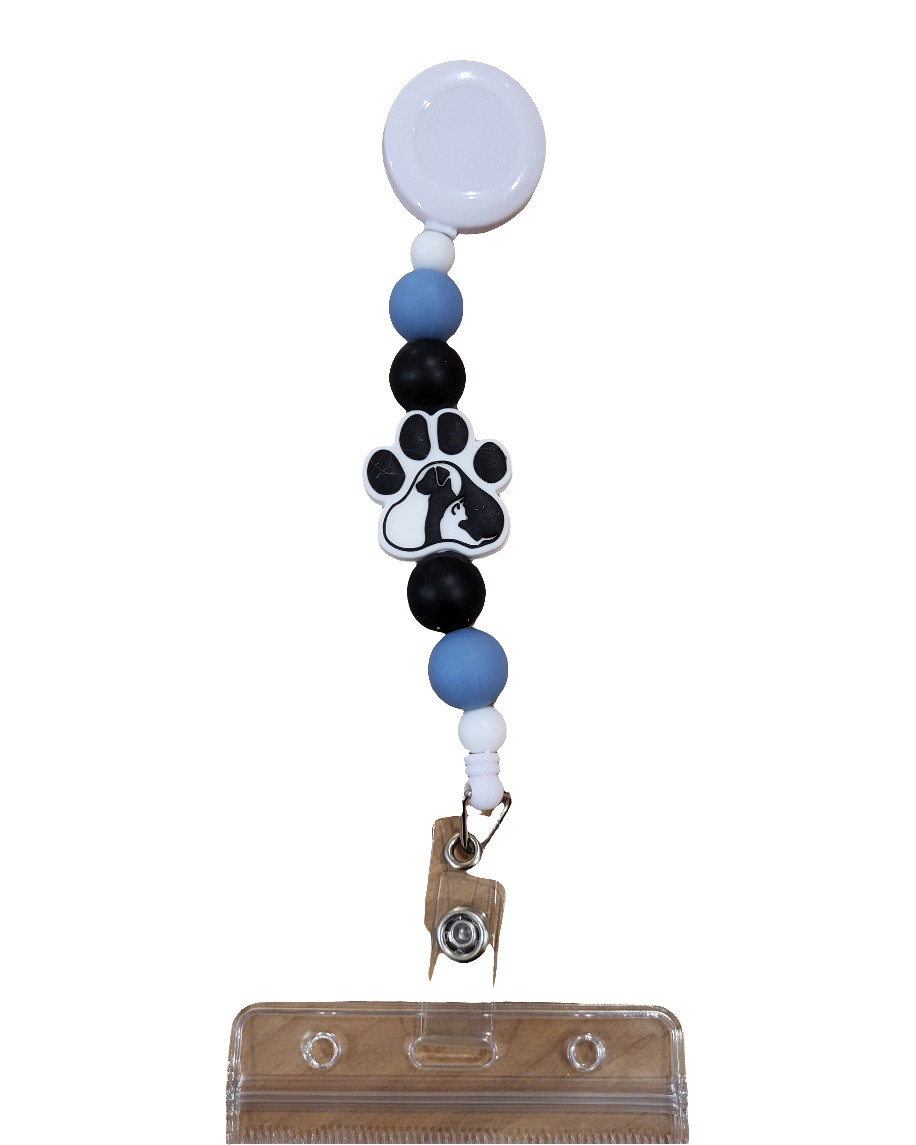 Paw Print Cat & Dog Badge Reel | Smokey Blue