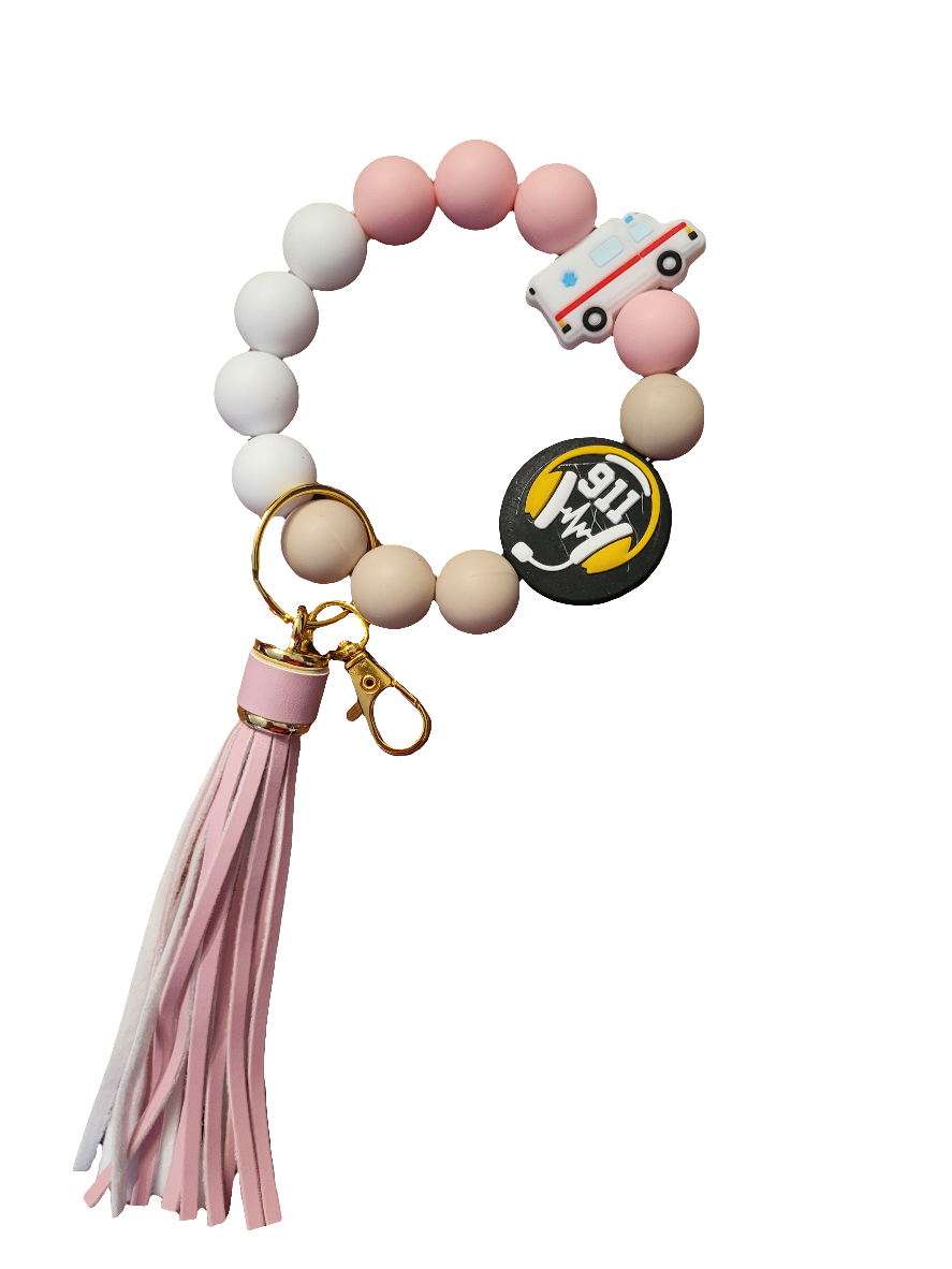 Wristlet Keychain Medic & 911 Dispatcher - Soft Pink & Beige *Pre-Order
