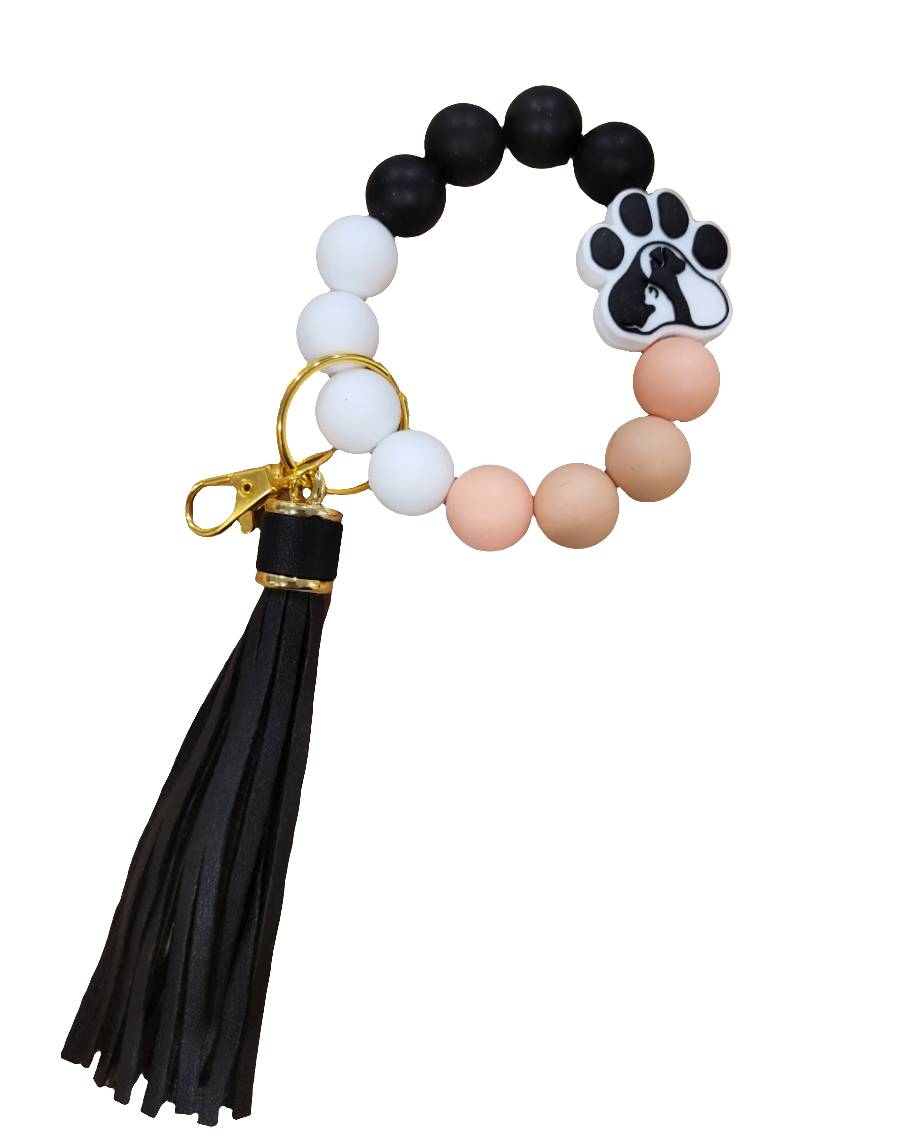 Wristlet Keychain Paw Print Cat & Dog - Peach