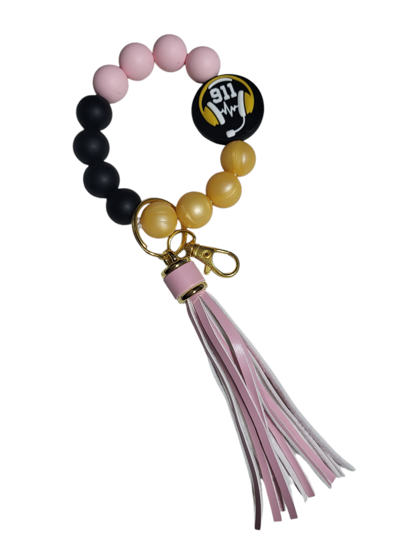Wristlet Keychain 911 Dispatcher - Pink & Gold