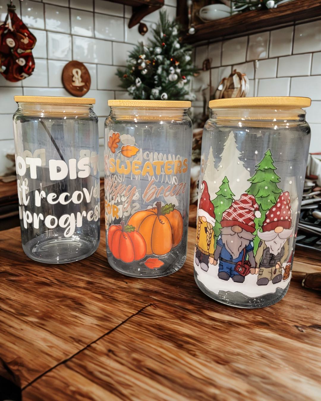 Autumn Calls For Service -Glass Sipper Cup