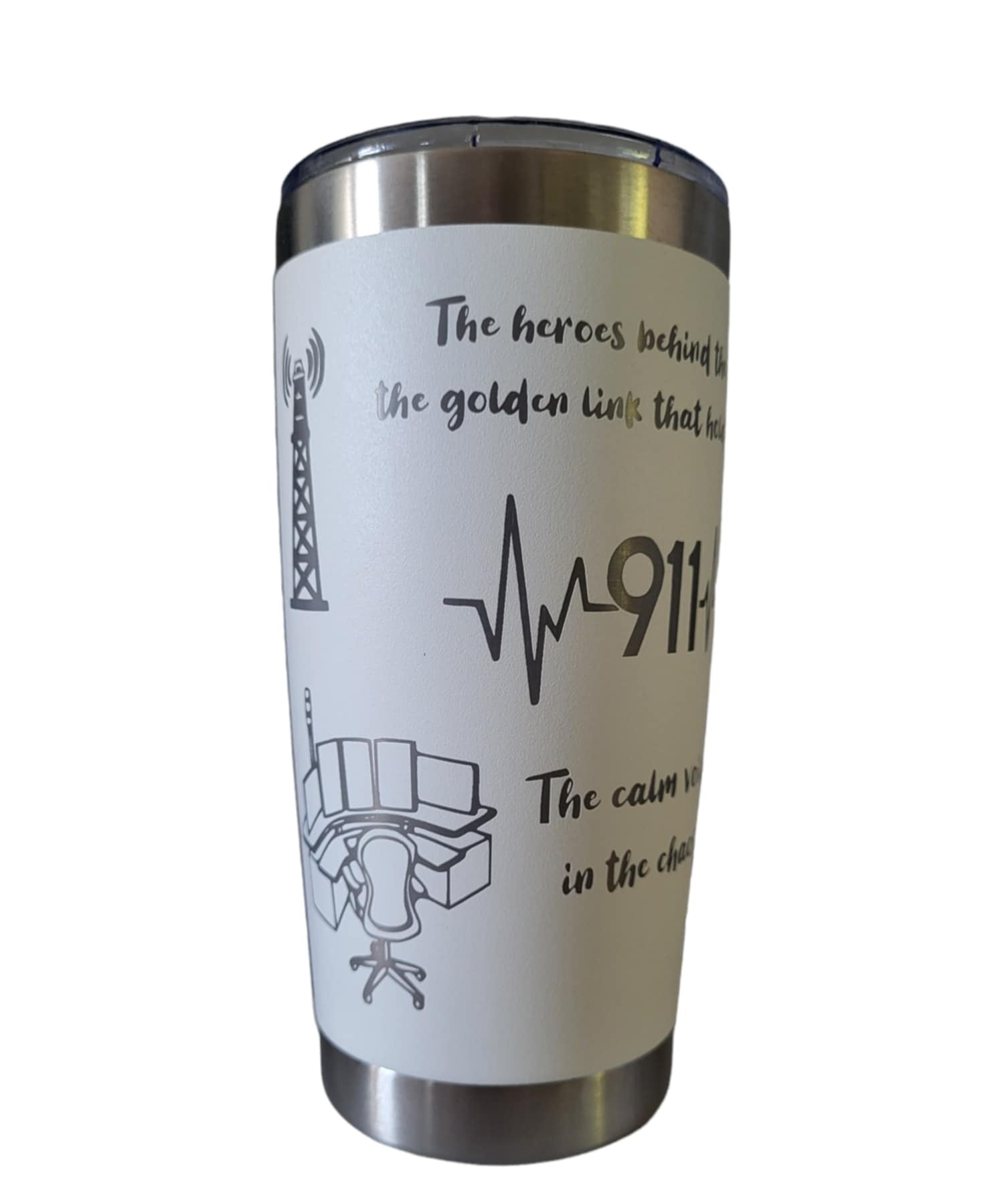 Dispatcher 20 Oz Tumbler - White Exterior with Silver Core * Pre-Order-zoom-1