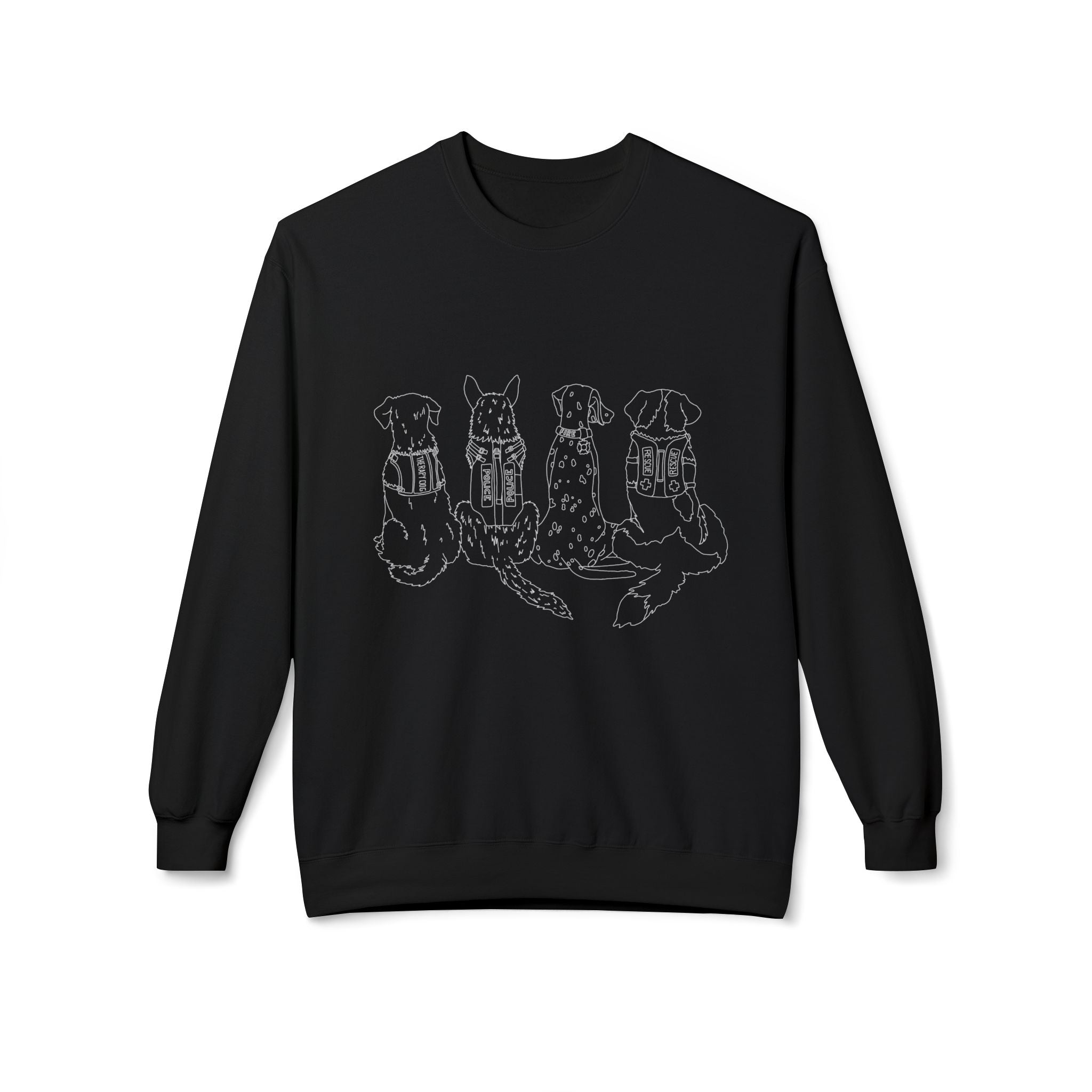 Rescue Dogs Line Art | Crewneck |  Black