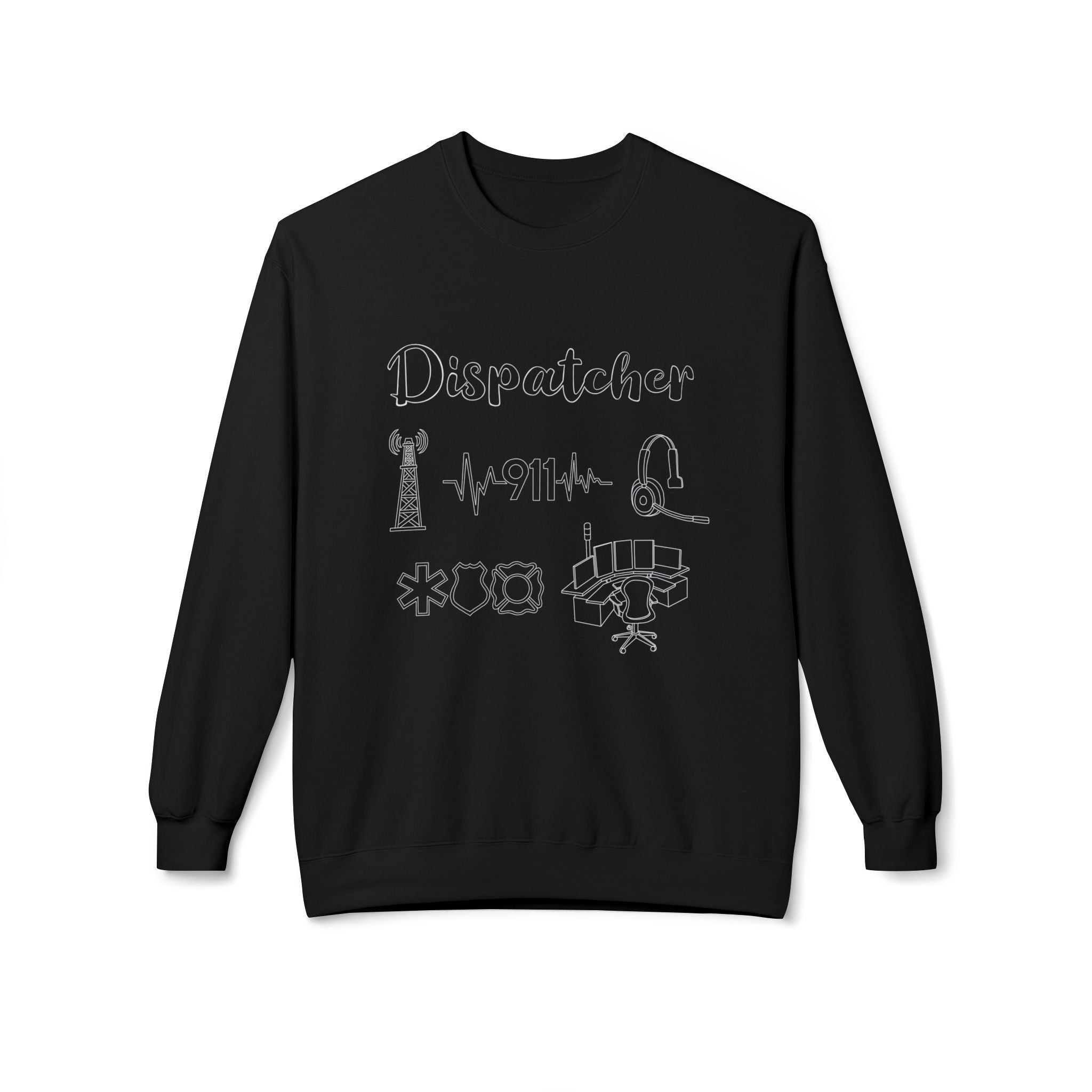 Dispatcher Line Art | Crewneck |  Black