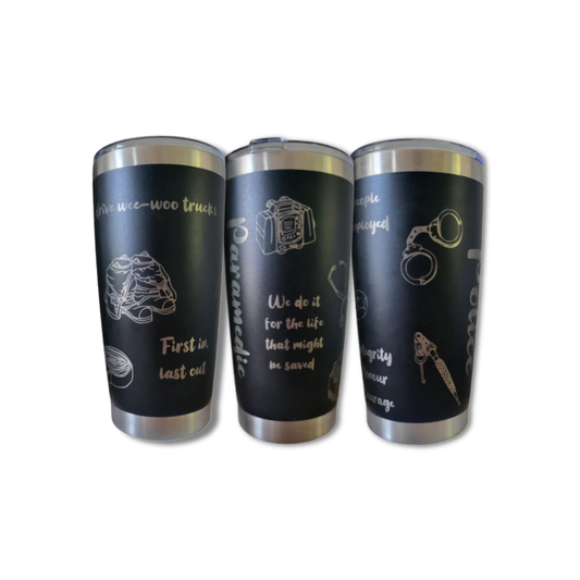 20 Oz Tumbler - Black Exterior with Silver Core *Pre-Order