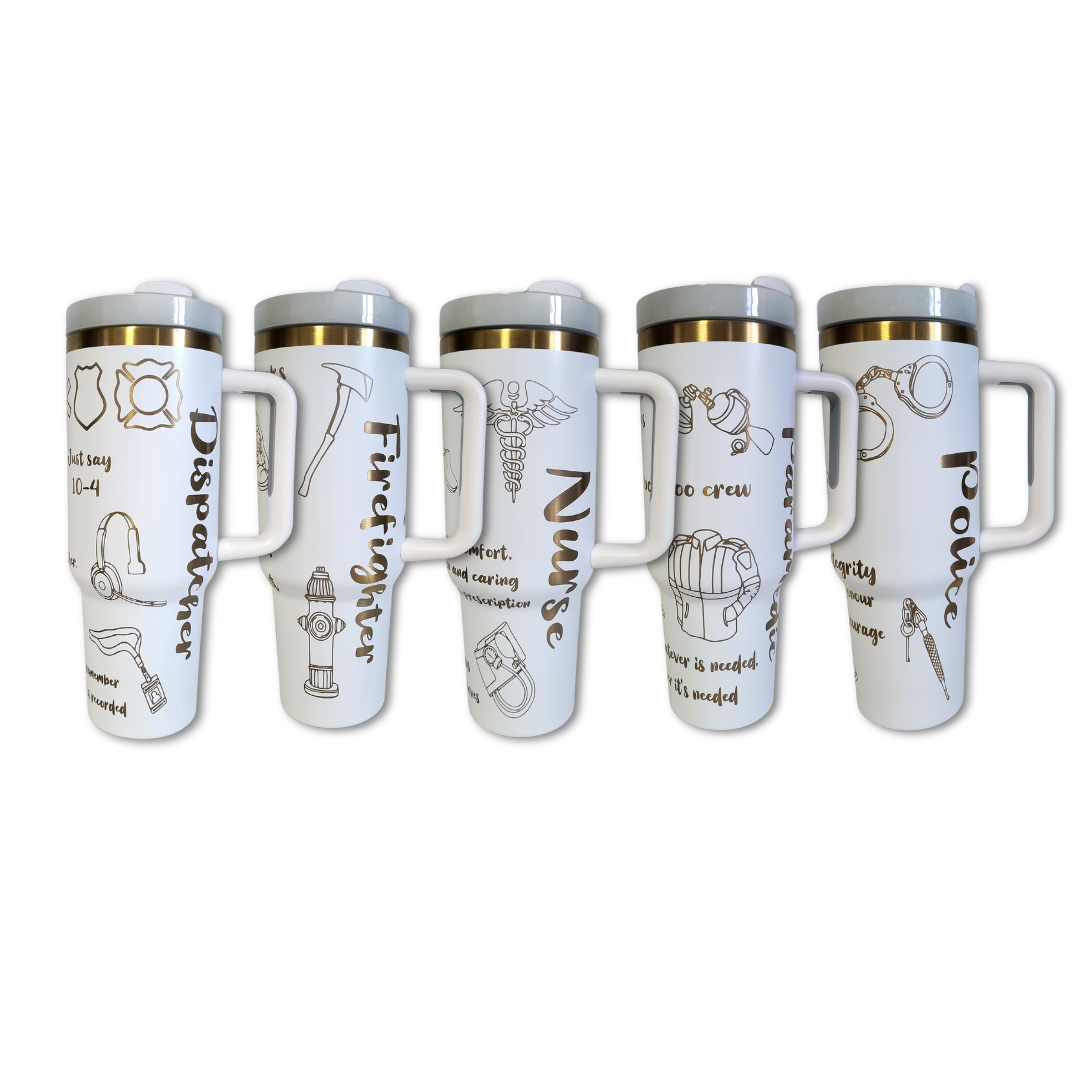 40 Oz Tumbler - White Exterior Gold Core *CUSTOMIZED