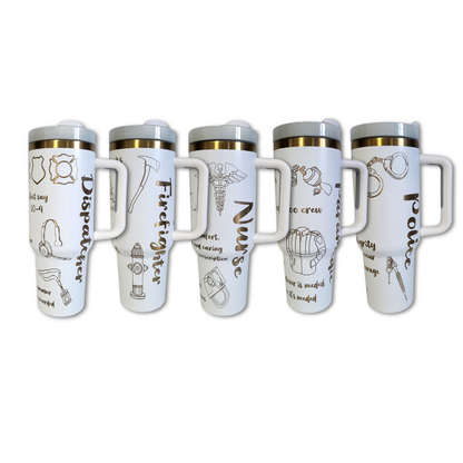 40 Oz Tumbler - White Exterior with Gold Core *Pre-Order