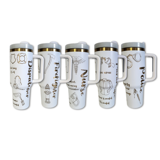 40 Oz Tumbler - White Exterior with Gold Core *Pre-Order