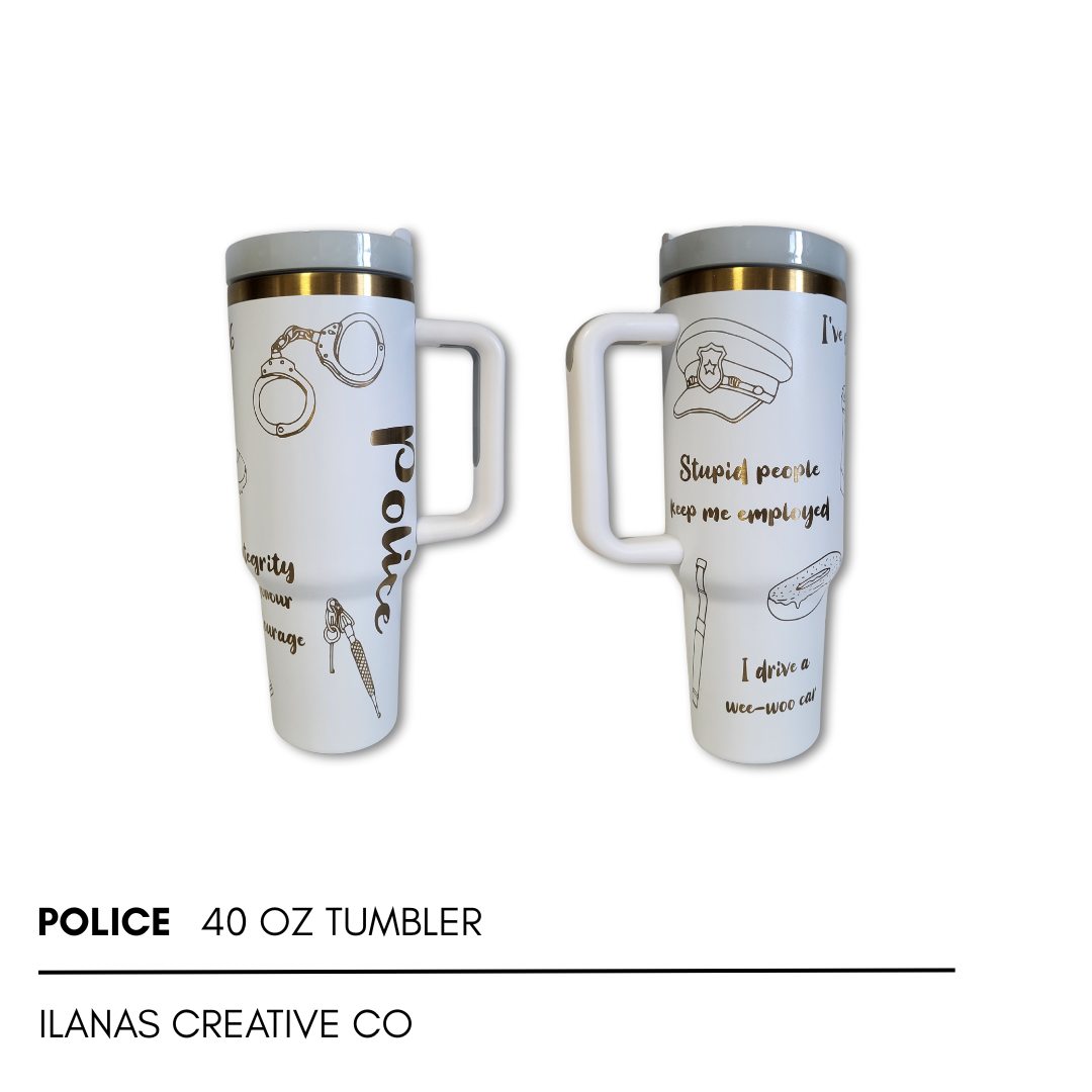 40 Oz Tumbler - White Exterior Gold Core *CUSTOMIZED