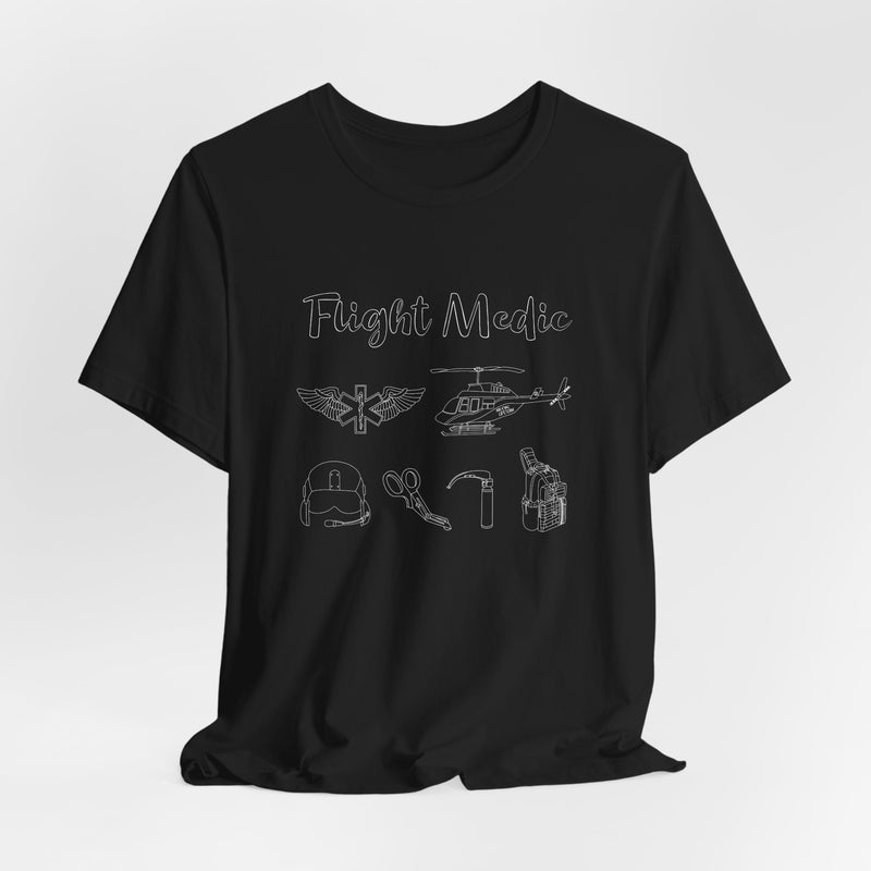 Flight Medic Line art with Title | Unisex Tee | Black-zoom-