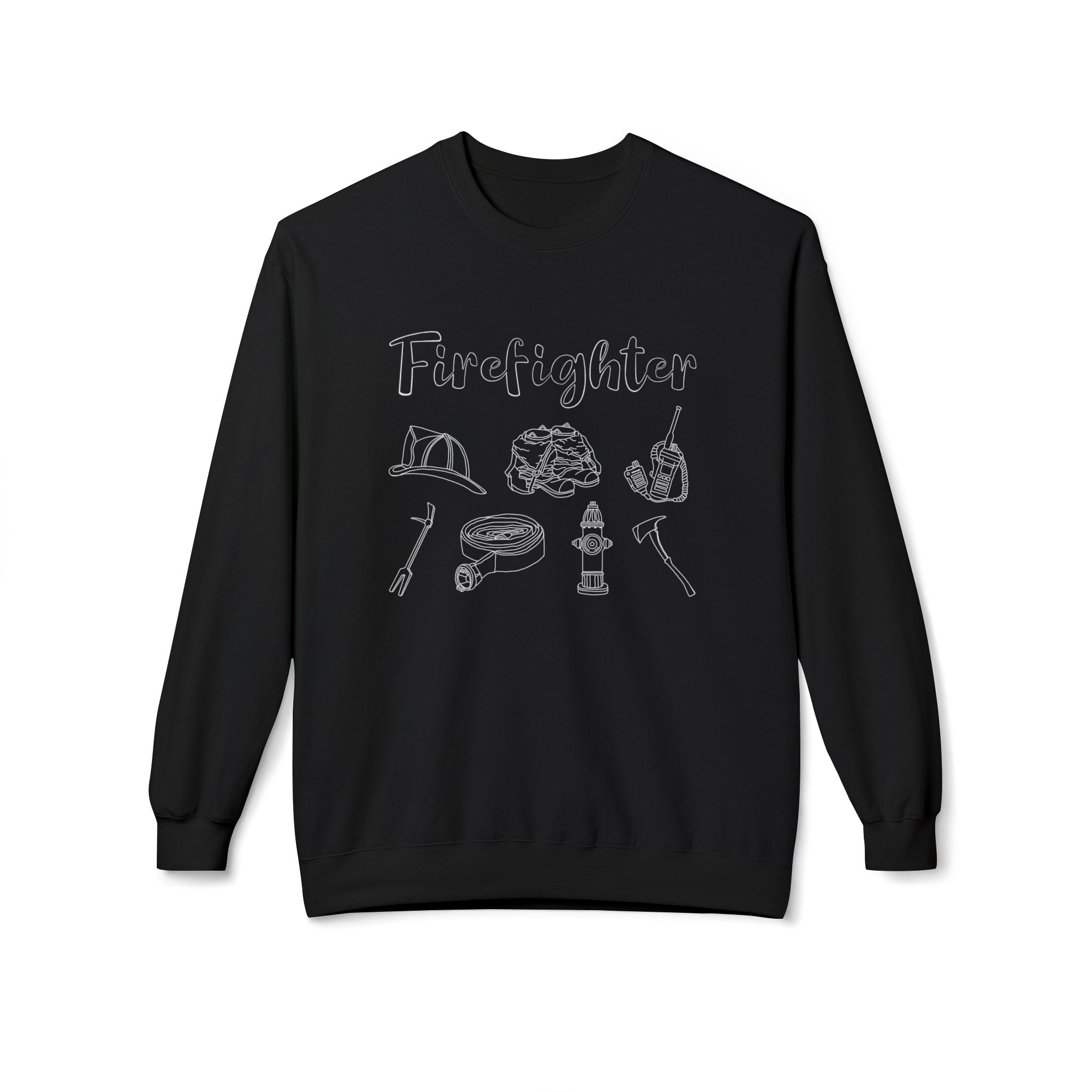 Firefighter Line Art | Crewneck |  Black-zoom-1