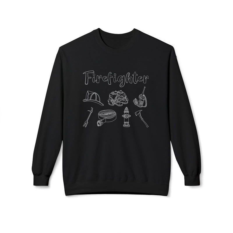Firefighter Line Art | Crewneck |  Black-zoom-