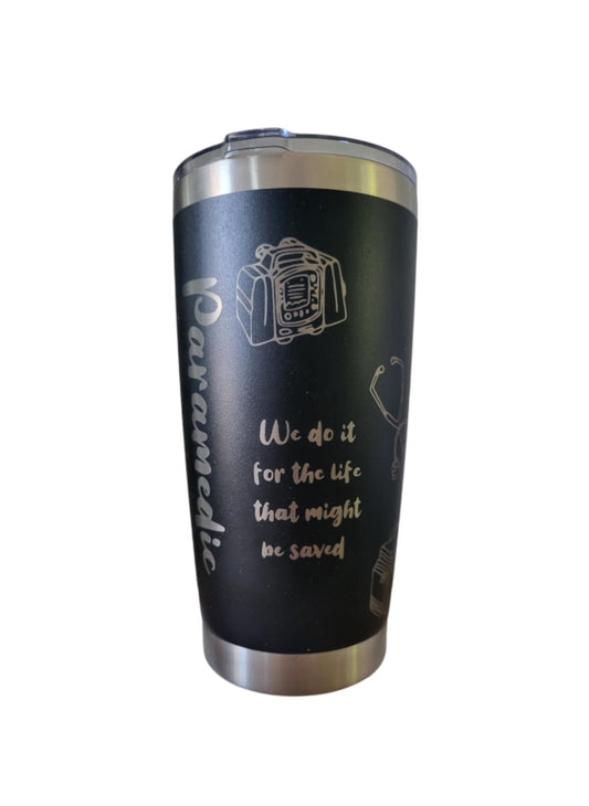 Paramedic 20 Oz Tumbler - Black Exterior with Silver Core