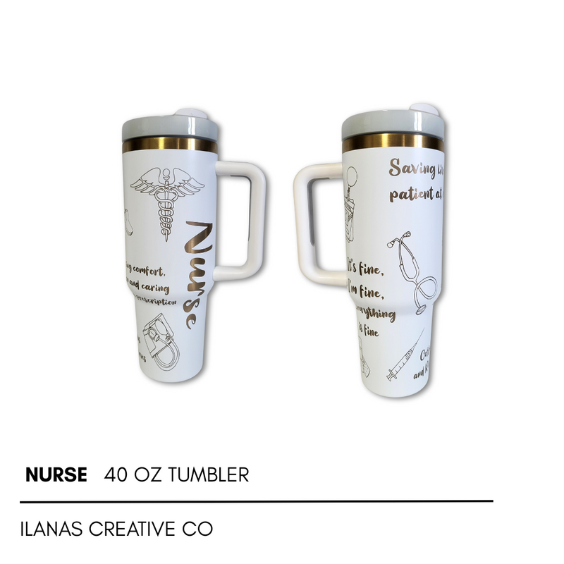 40 Oz Tumbler - White Exterior Gold Core *CUSTOMIZED-zoom-