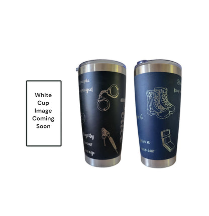 Police 20 Oz Tumbler - Black Exterior with Silver Core