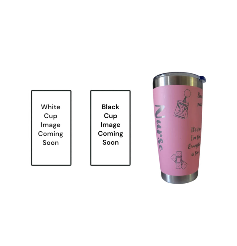 Nurse 20 Oz Tumbler - Pink Exterior with Silver Core-zoom-