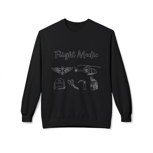Flight Medic Line Art - Heli EC130 | Crewneck |  Black
