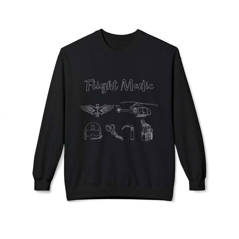 Flight Medic Line Art - Heli EC130 | Crewneck |  Black-zoom-