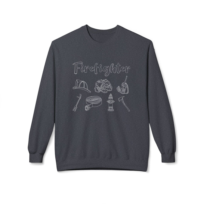 Firefighter Line Art | Crewneck |  Charcoal-zoom-