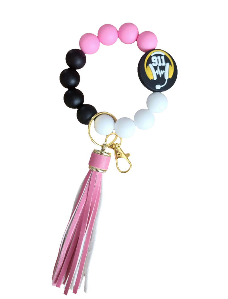 Wristlet Keychain 911 Dispatcher - Hot Pink & White *Pre-Order-zoom-