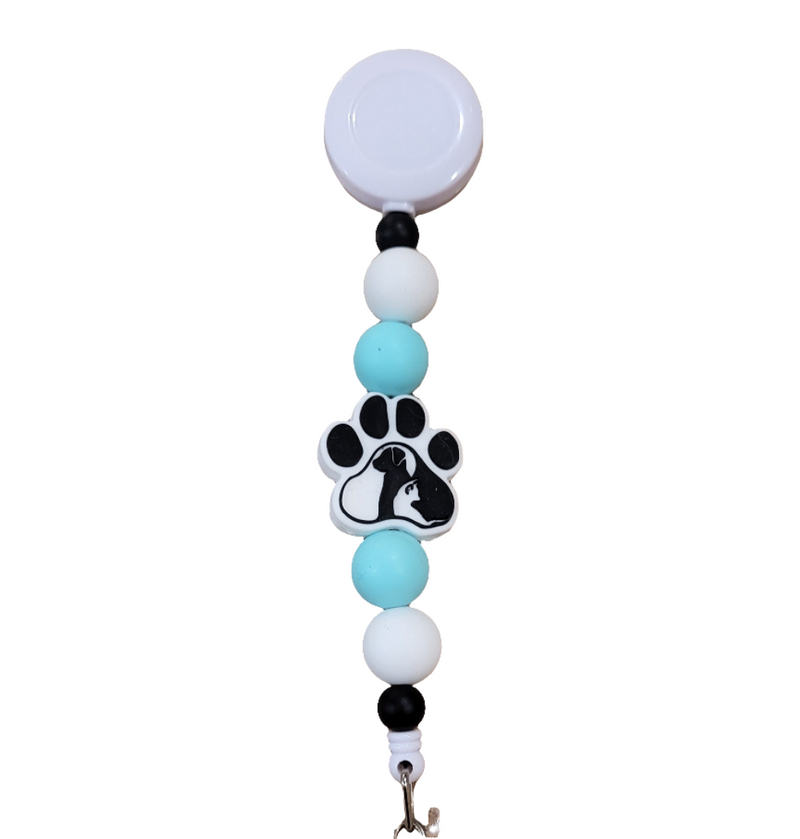 Paw Print Cat & Dog Badge Reel | Teal-zoom-