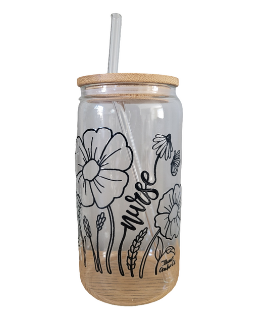 First Responder Wildflower -Glass Sipper Cup *Pre-Order