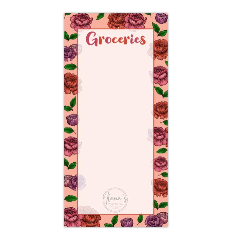 Peonies Blossom Magnet Grocery List *Pre-Order