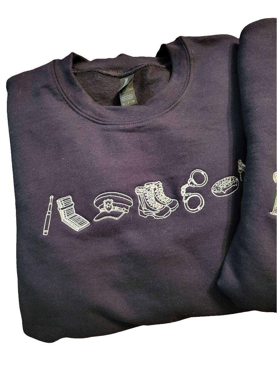 Embroidered Crewneck - Line Art | Flight Medic & Flight Nurse EC130-zoom-4