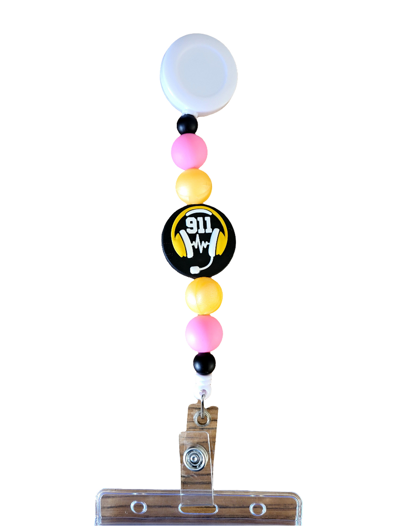 911 Dispatcher Badge Reel | Hot Pink-zoom-