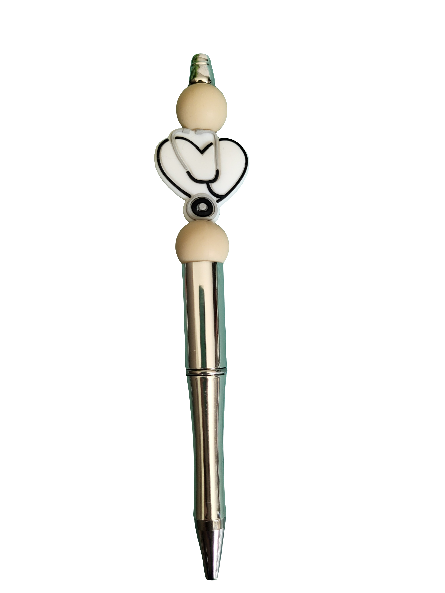 Pen | Medical White Heart Silver  *Pre-Order-zoom-1