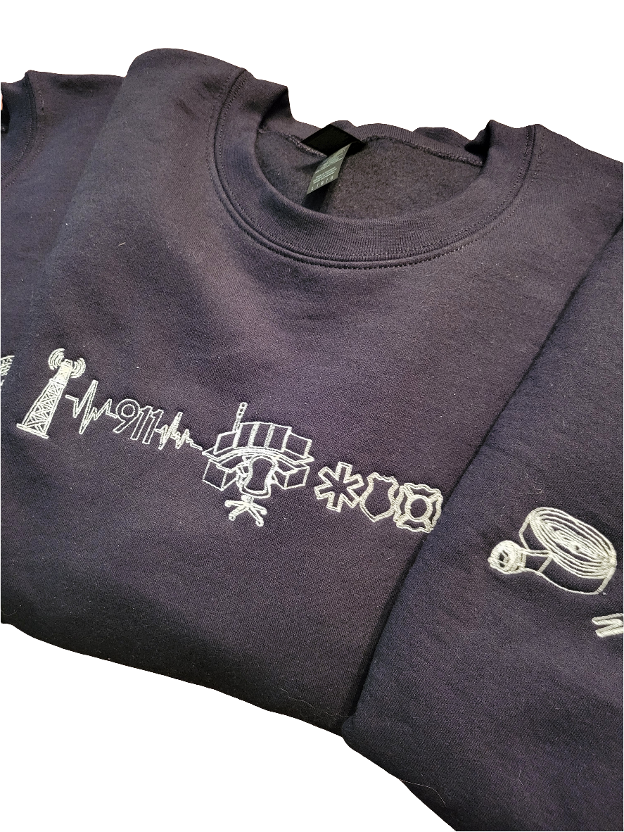 Embroidered Crewneck - Line Art | Flight Medic & Flight Nurse EC130-zoom-3