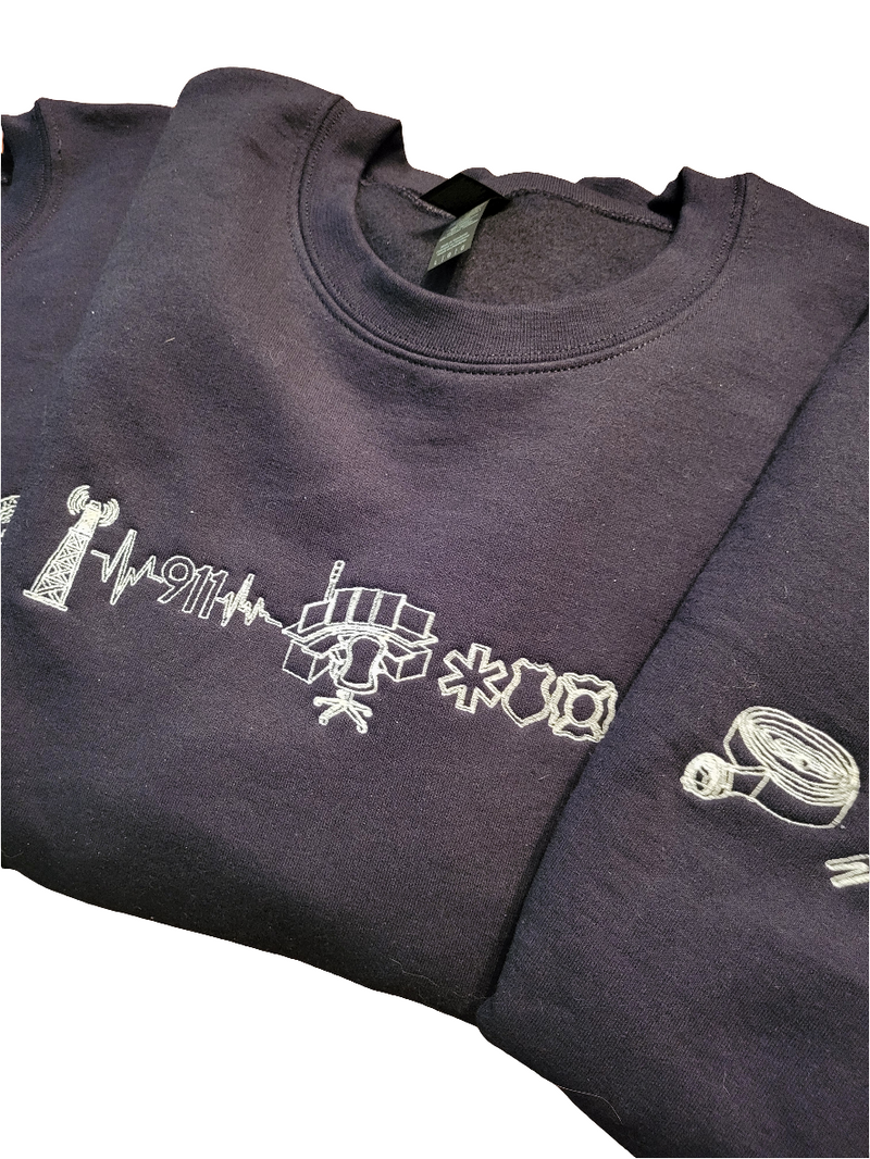 Embroidered Crewneck - Line Art | Flight Medic & Flight Nurse EC130-zoom-