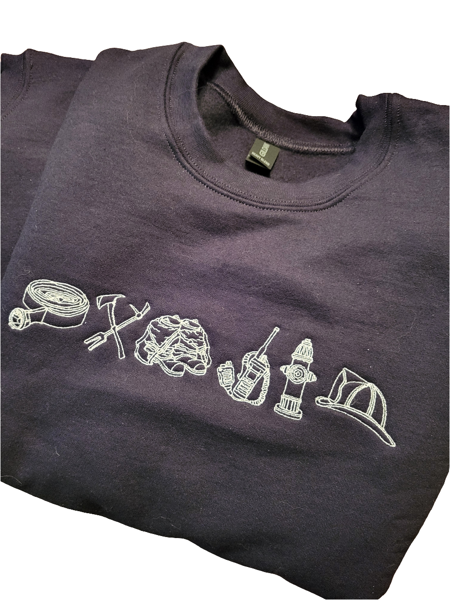 Embroidered Crewneck - Line Art | Flight Medic & Flight Nurse EC130-zoom-2