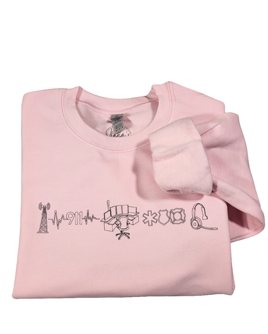 Embroidered Crewneck - Line Art | 911 Dispatcher