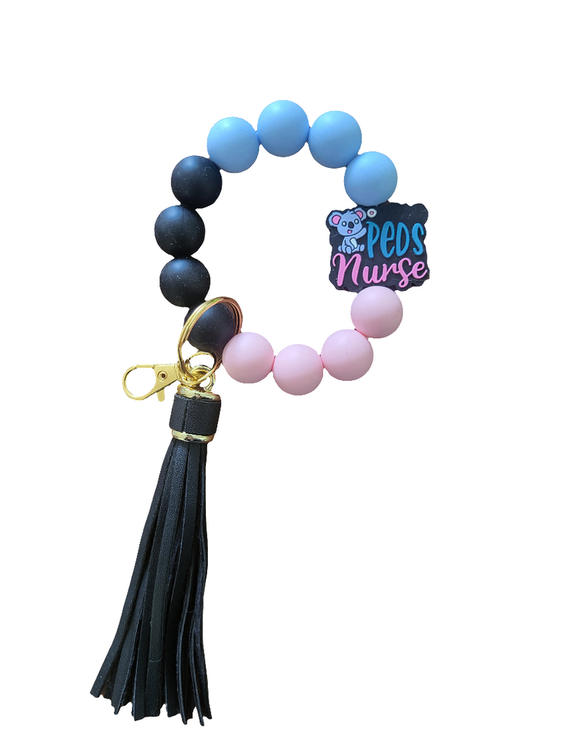 Wristlet Keychain Peds Nurse - Black-zoom-