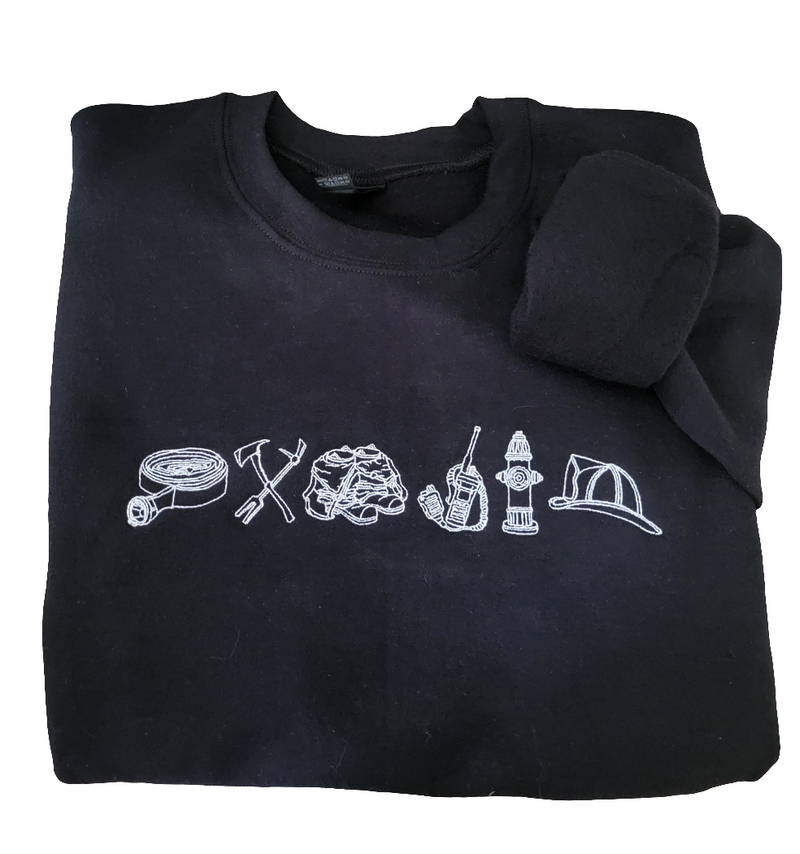 Embroidered Crewneck - Line Art | Firefighter-zoom-