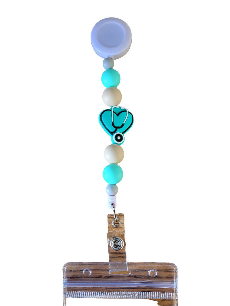 Stethoscope Badge Reel | Teal-zoom-