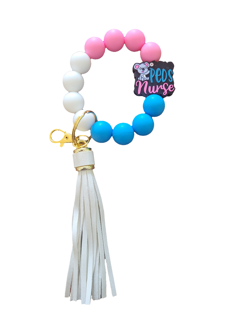 Wristlet Keychain Peds Nurse - White-zoom-