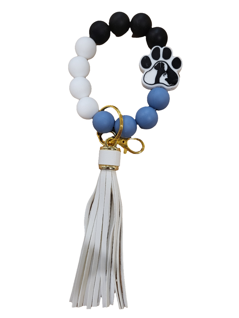 Wristlet Keychain Paw Print Cat & Dog - Smokey Blue-zoom-