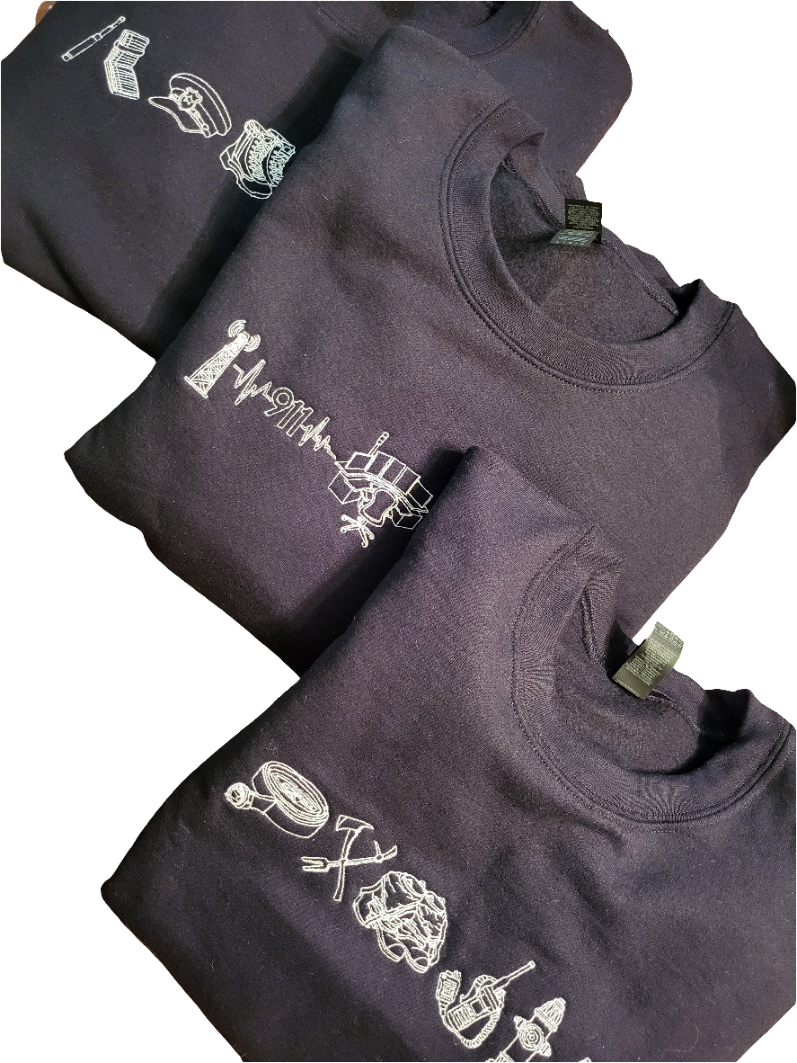 Embroidered Crewneck - Line Art | Police