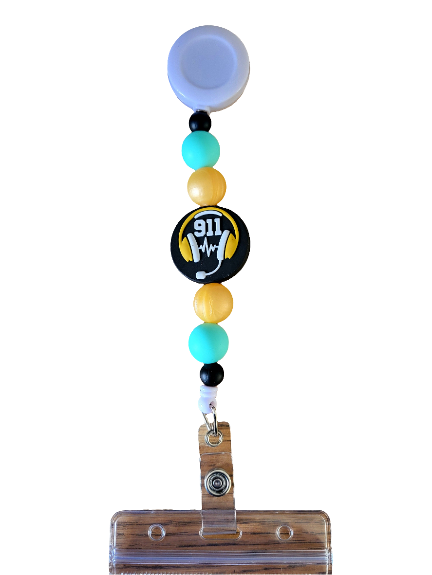 911 Dispatcher Badge Reel | Teal-zoom-1