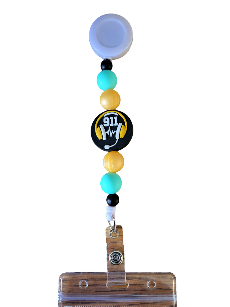 911 Dispatcher Badge Reel | Teal-zoom-