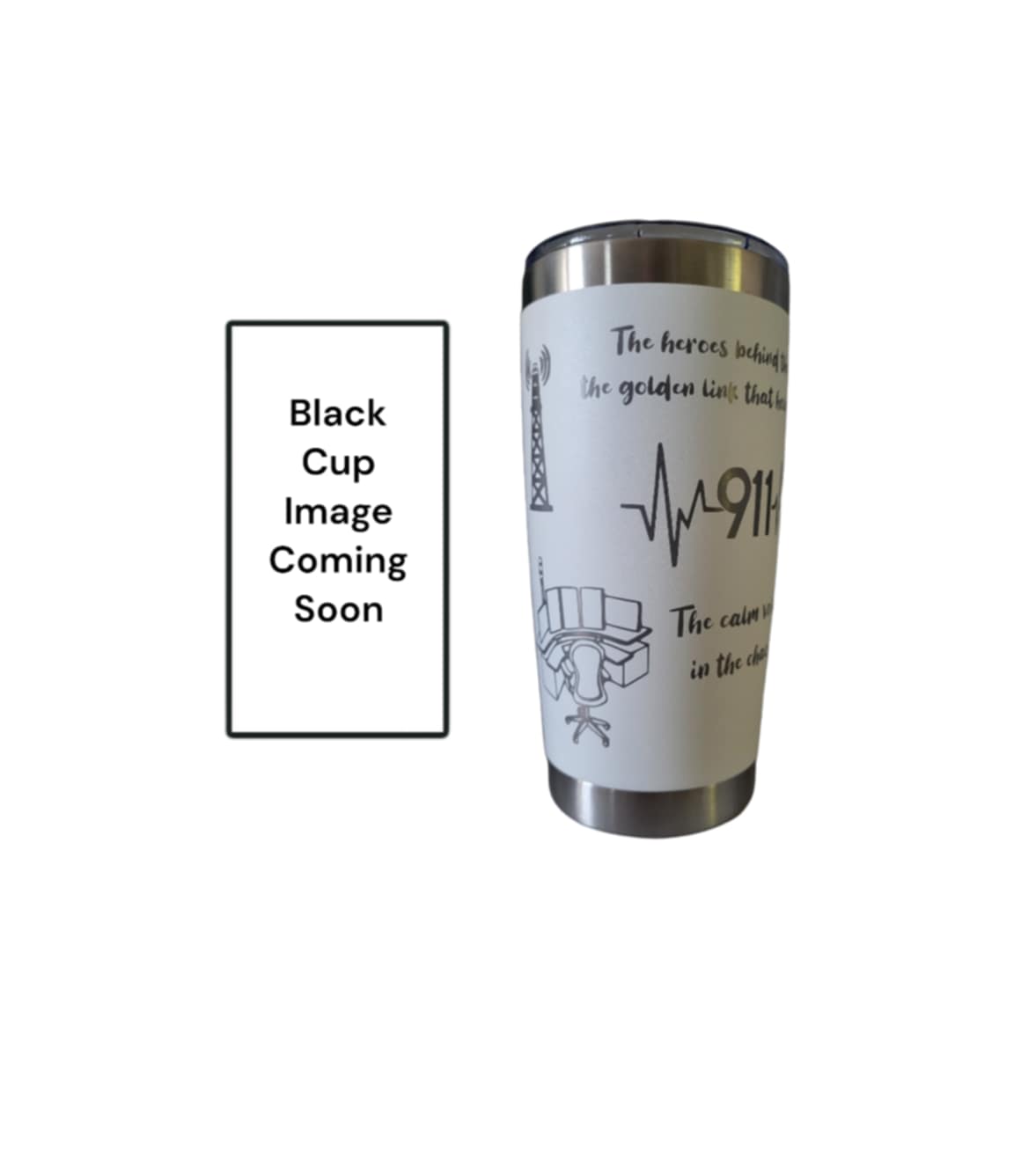 Dispatcher 20 Oz Tumbler - Black Exterior with Silver Core *Pre-Order