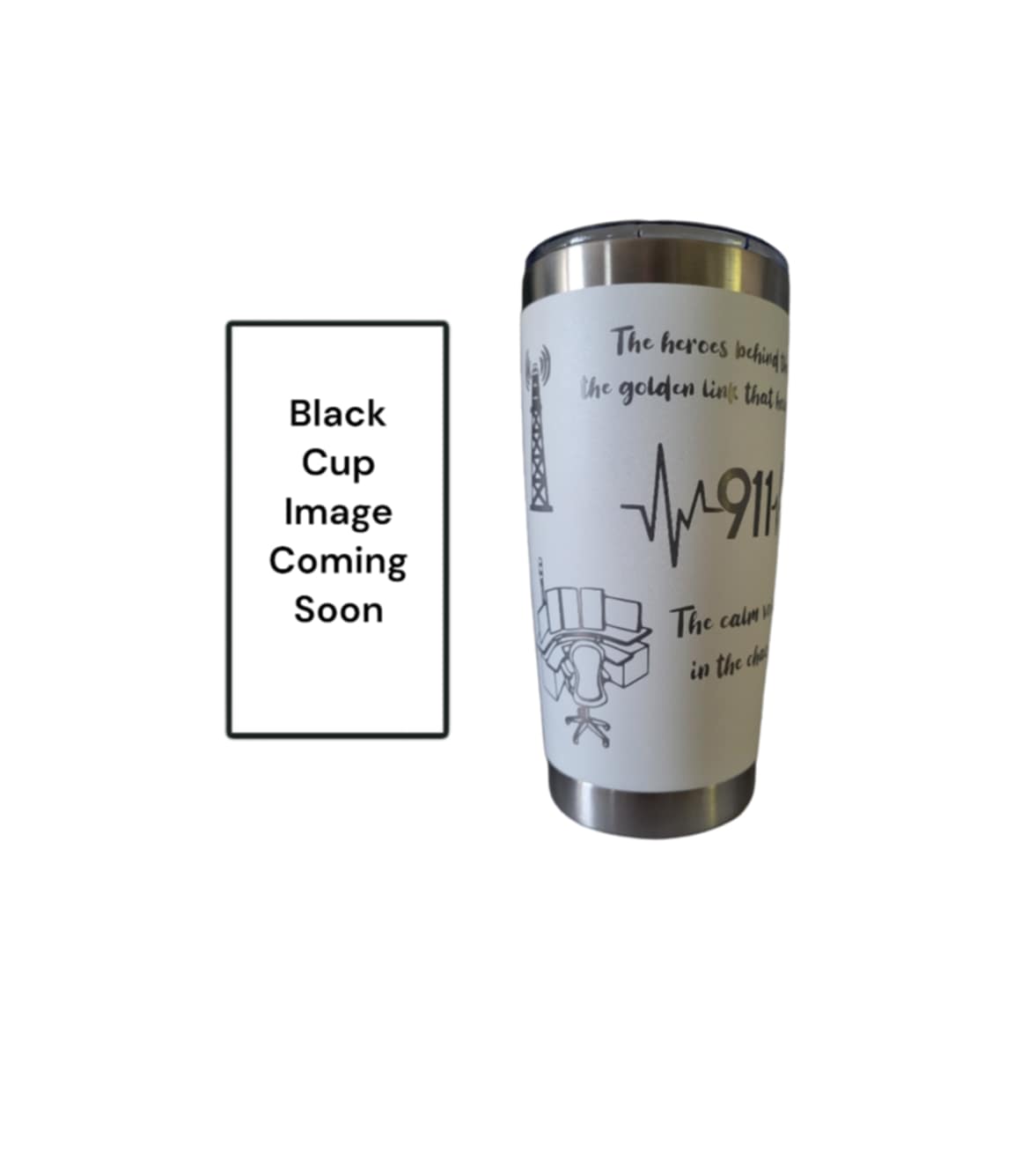 Dispatcher 20 Oz Tumbler - White Exterior with Silver Core * Pre-Order-zoom-4