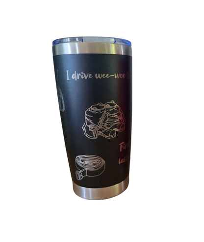 Firefighter 20 Oz Tumbler - Black Exterior with Silver Core