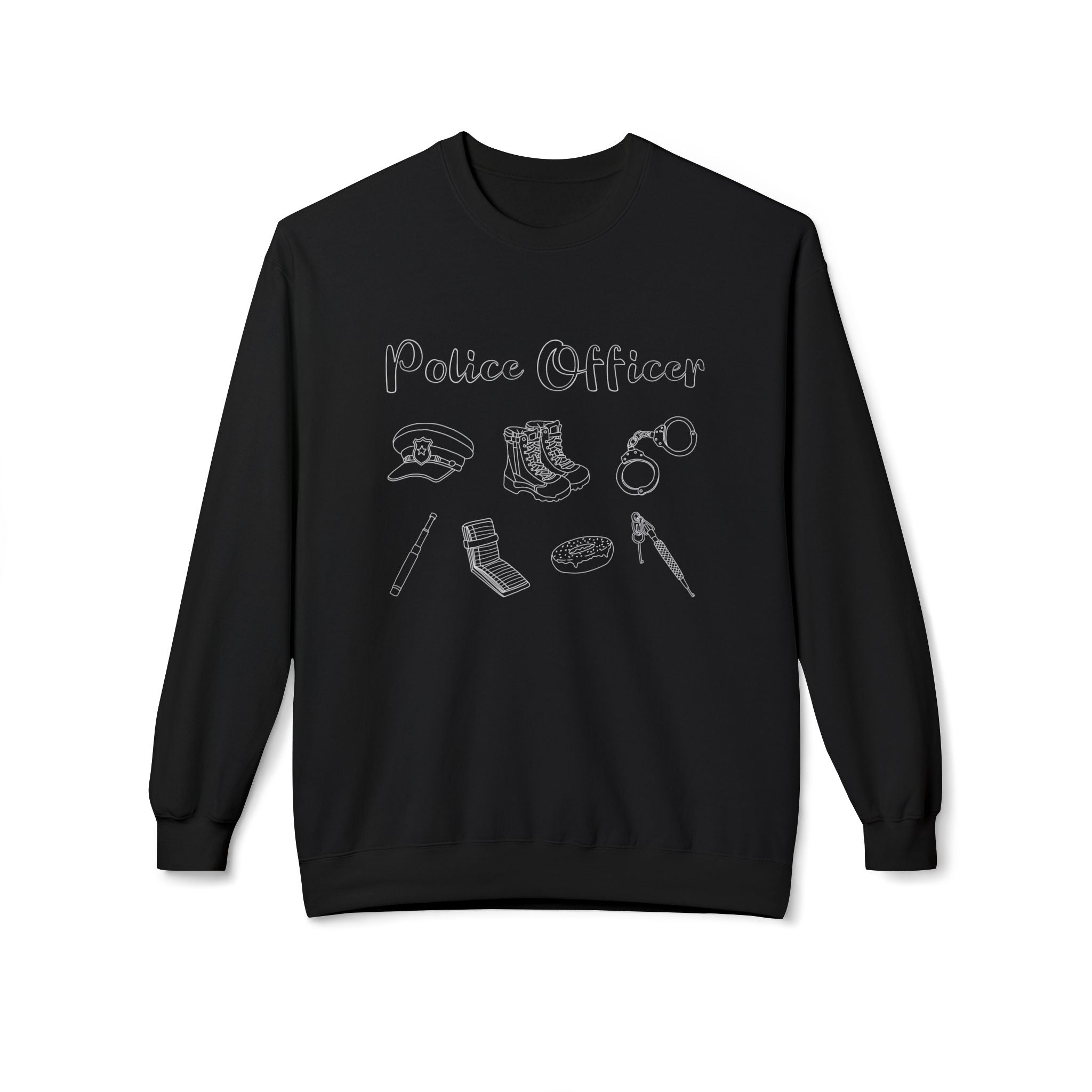 Police Officer Line Art | Crewneck |  Black-zoom-1