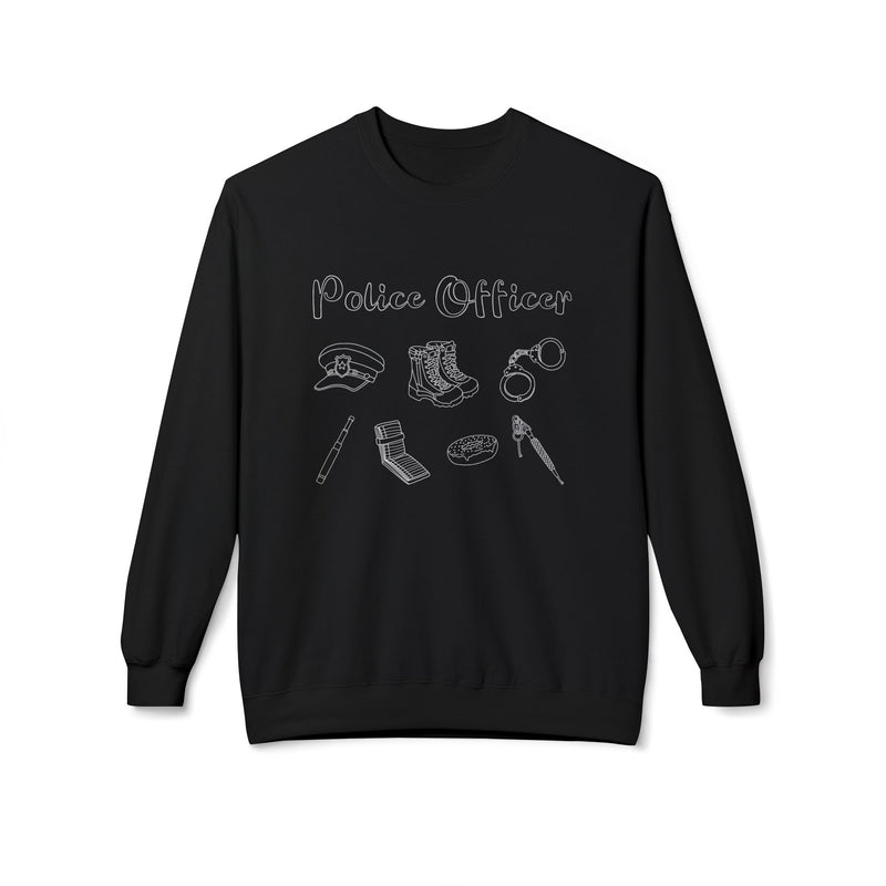 Police Officer Line Art | Crewneck |  Black-zoom-