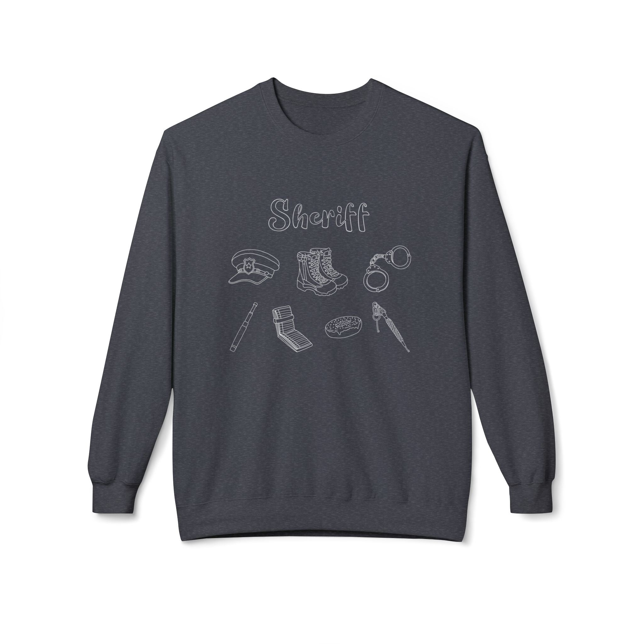 Sheriff Officer Line Art | Crewneck |  Charcoal