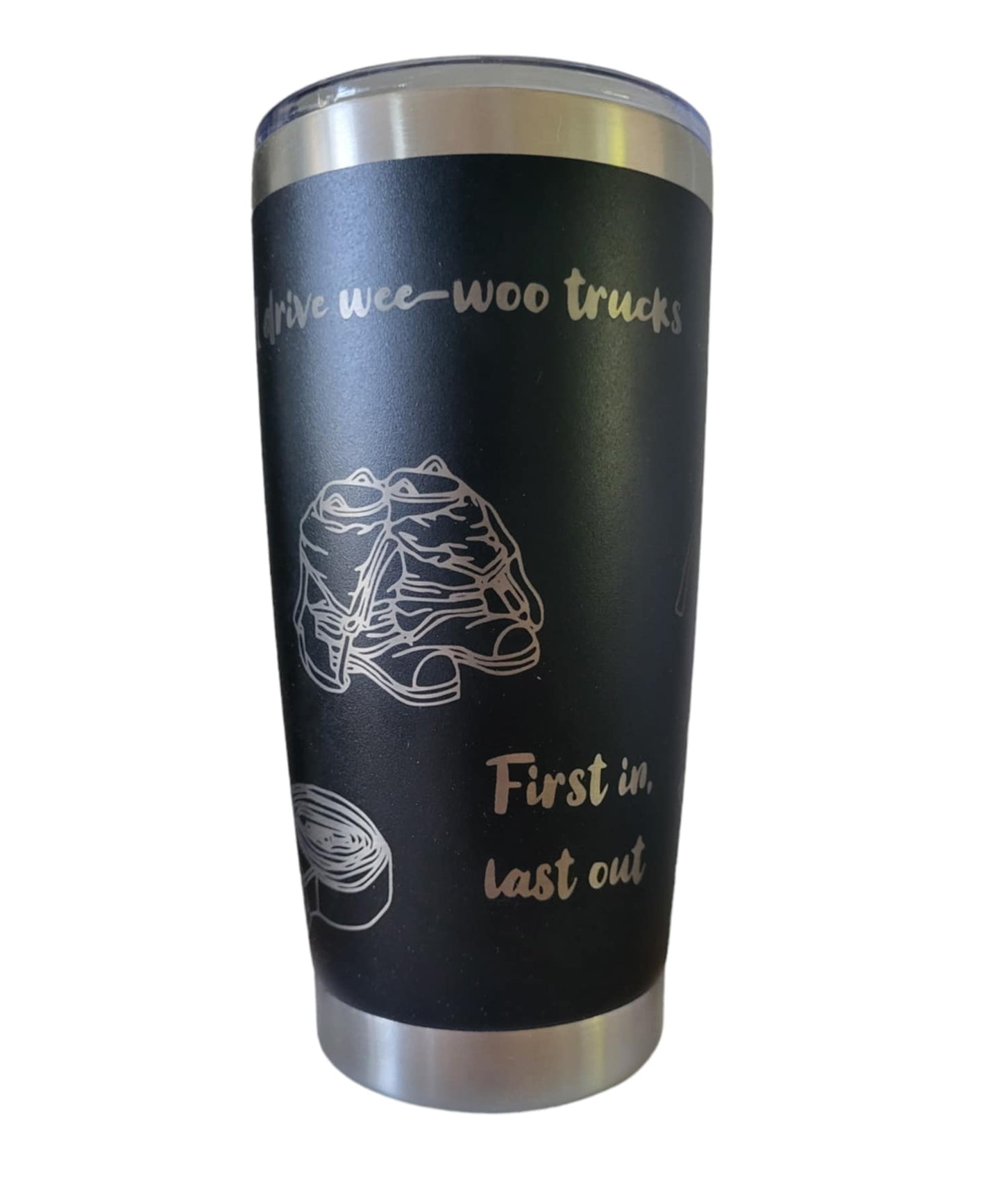 Firefighter 20 Oz Tumbler - Black Exterior with Silver Core