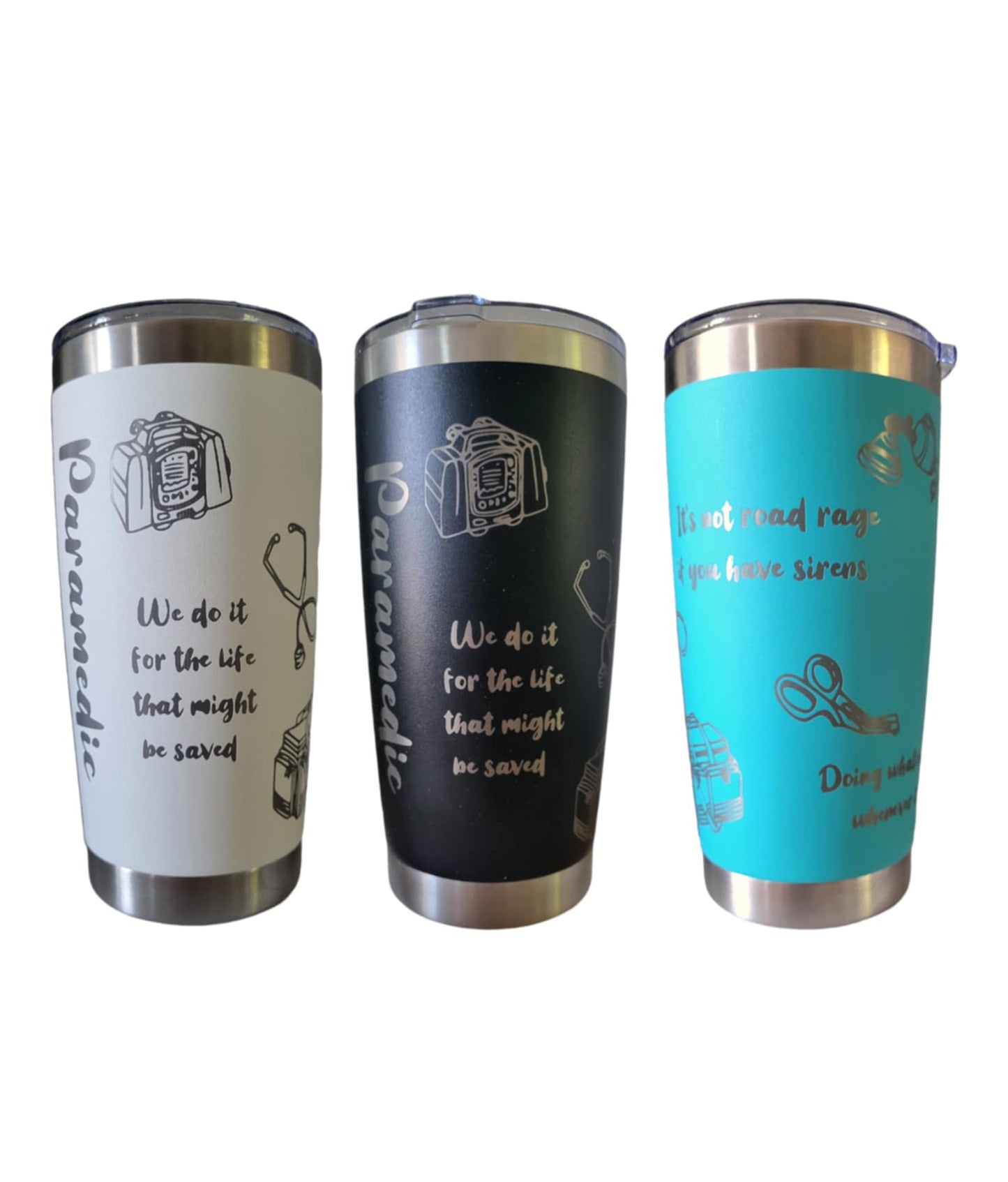 Paramedic 20 Oz Tumbler - Black Exterior with Silver Core